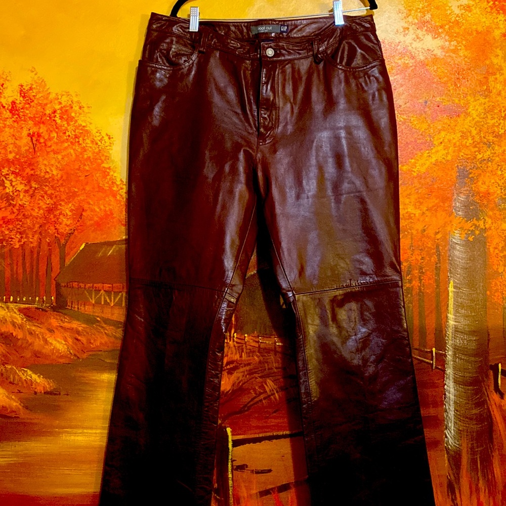Leather jeans in excellent condition.